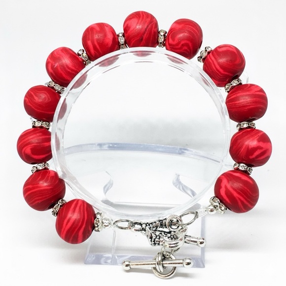 Unique Handmade Polymer Clay Bead Bracelet - Picture 2 of 11